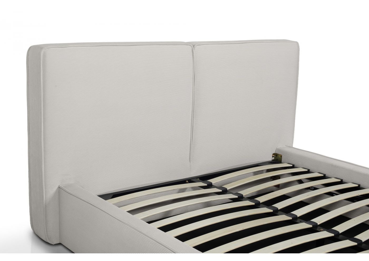 LEOPOLD lit coffre velours côtelé blanc cassé 160x200
