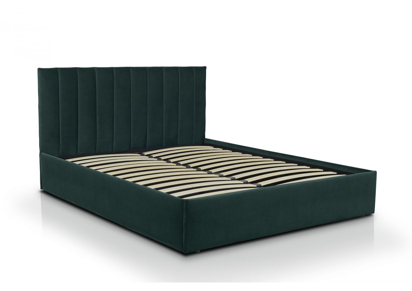 THELMA lit coffre velours vert forêt 140x190