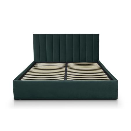 THELMA lit coffre velours vert forêt 140x190