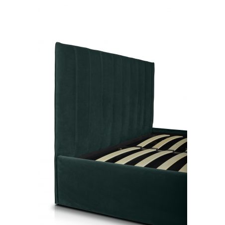 THELMA lit coffre velours vert forêt 140x190