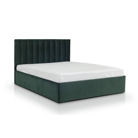 THELMA lit coffre velours vert forêt 140x190