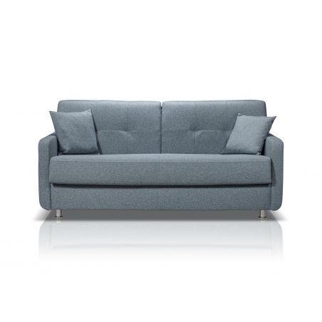 CIRCE Canapé convertible 3 places bleu jean matelas Simmons 140cm