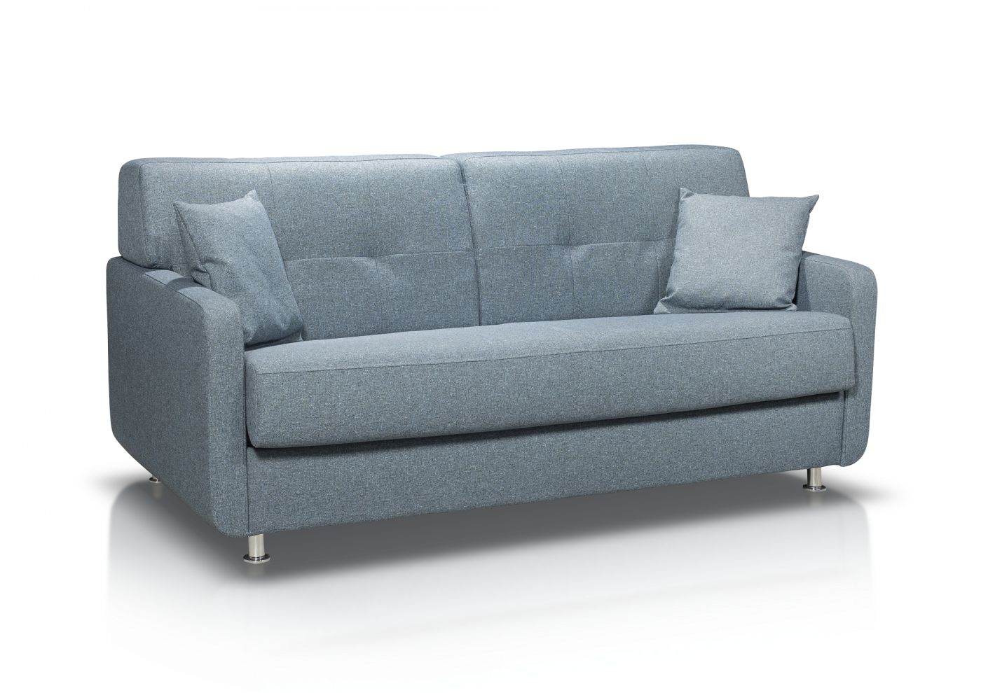 CIRCE Canapé convertible 3 places bleu jean matelas Simmons 140cm