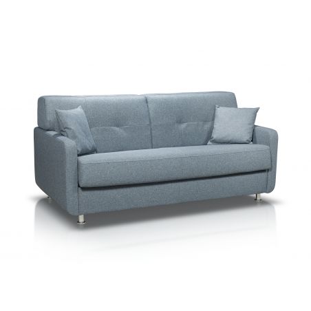 CIRCE Canapé convertible 3 places bleu jean matelas Simmons 140cm