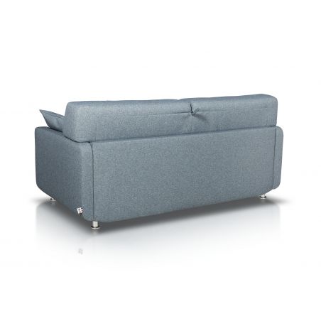 CIRCE Canapé convertible 3 places bleu jean matelas Simmons 140cm