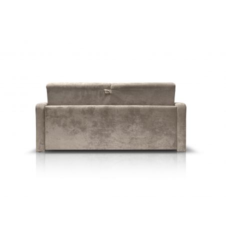 HECTOR Canapé convertible 3 places tissu doux taupe matelas Simmons 140cm