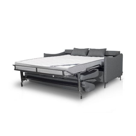 ULYSSE Canapé convertible Rapido 3 places gris matelas Dunlopillo 140 cm 