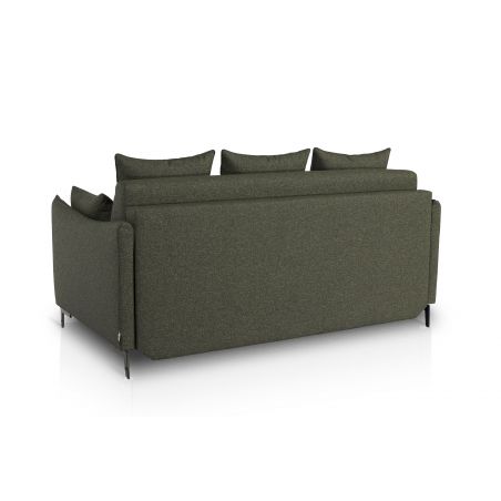 ULYSSE Canapé convertible Rapido 3 places kaki matelas Dunlopillo 140 cm 