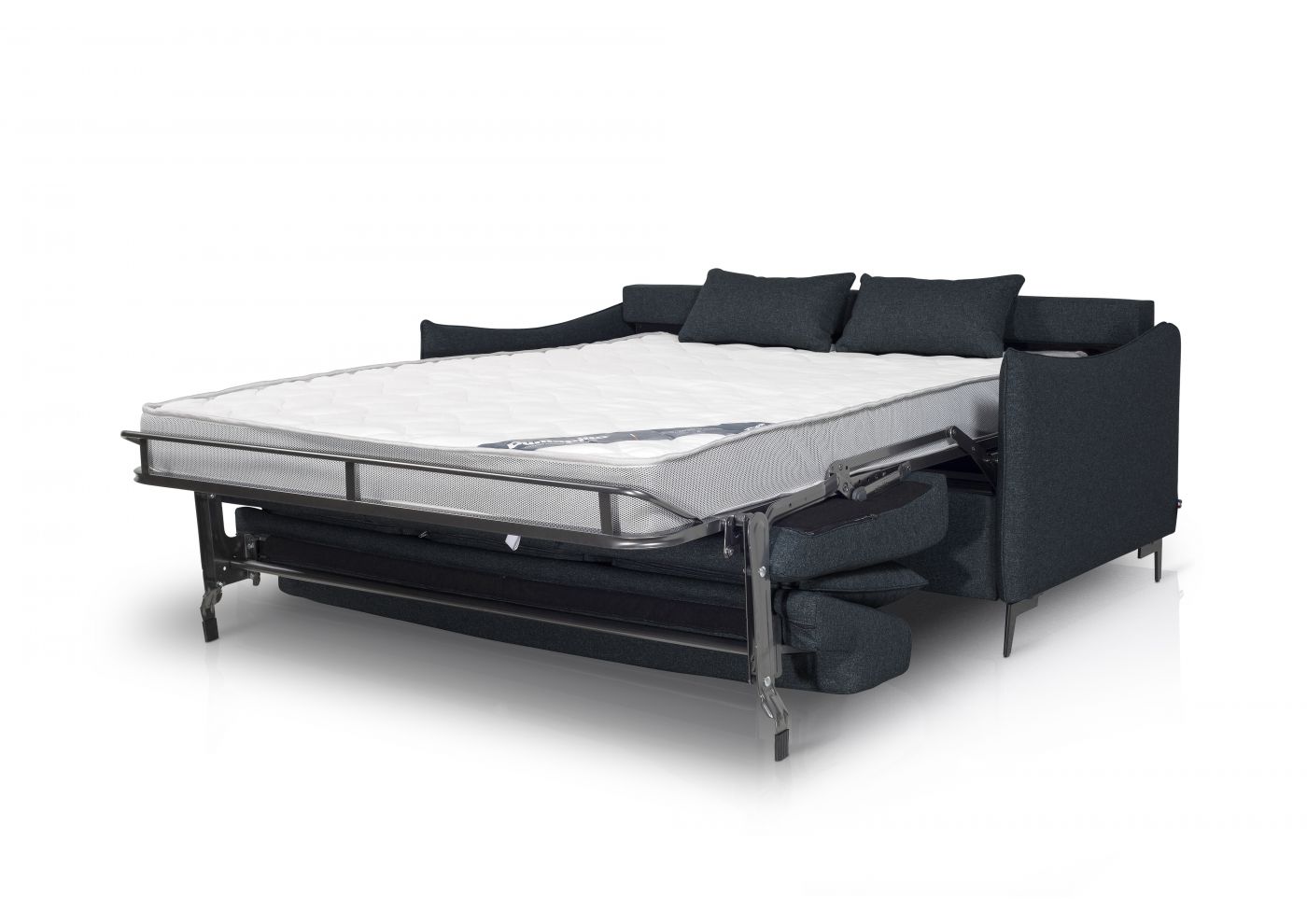 ULYSSE Canapé convertible Rapido 3 places bleu nuit matelas Dunlopillo 140 cm 