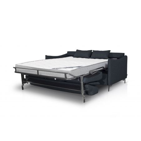 ULYSSE Canapé convertible Rapido 3 places bleu nuit matelas Dunlopillo 140 cm 