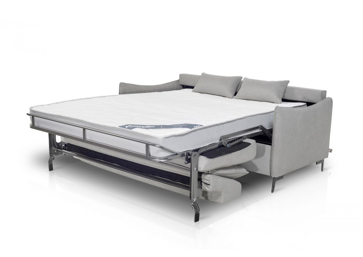 ULYSSE Canapé convertible Rapido 3 places gris perle matelas Dunlopillo 140 cm 