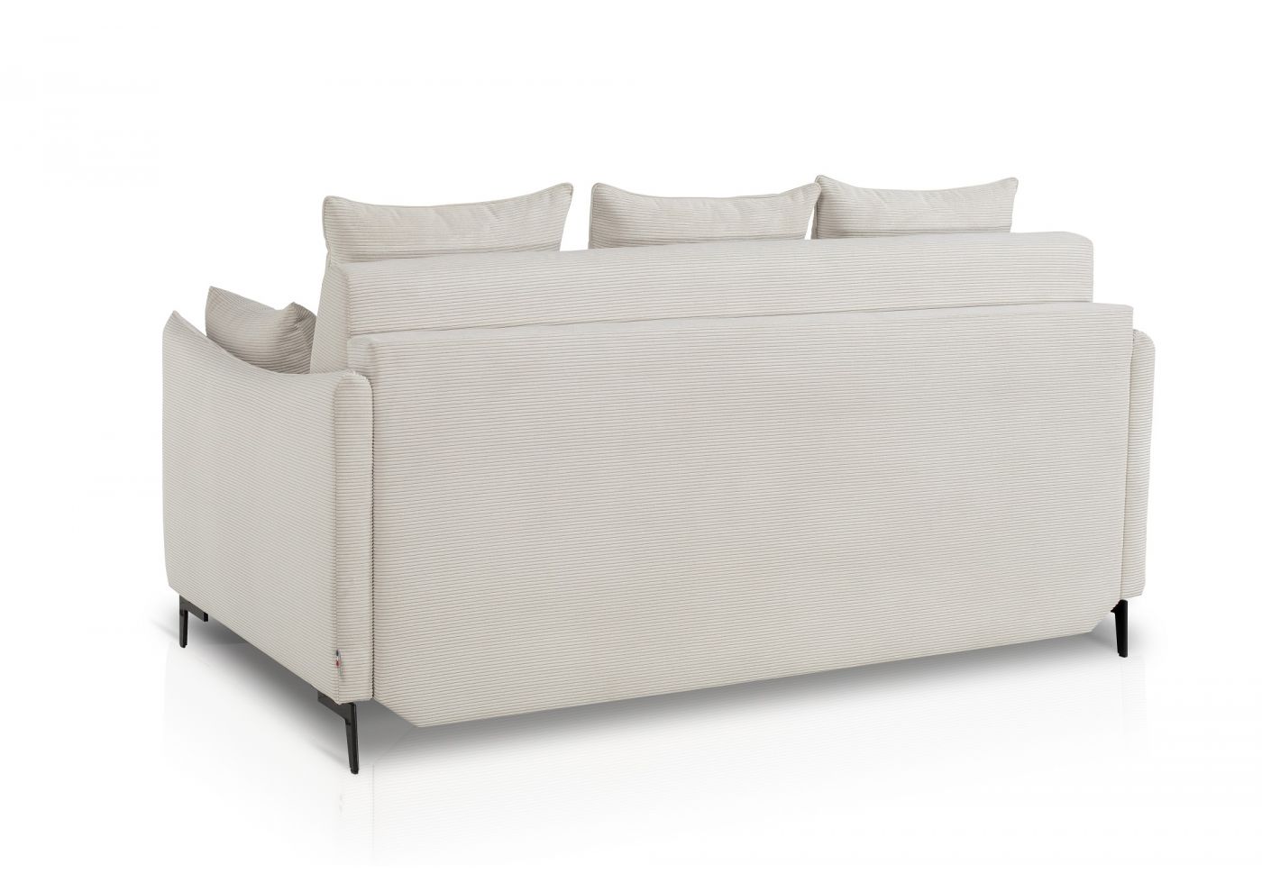 ULYSSE Canapé convertible Rapido 3 places velours côtelé blanc cassé matelas Dunlopillo 140 cm 