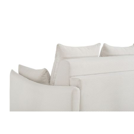 ULYSSE Canapé convertible Rapido 3 places velours côtelé blanc cassé matelas Dunlopillo 140 cm 