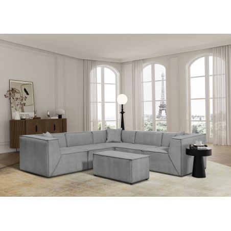 FOREST canapé d'angle modulable 5 places gris