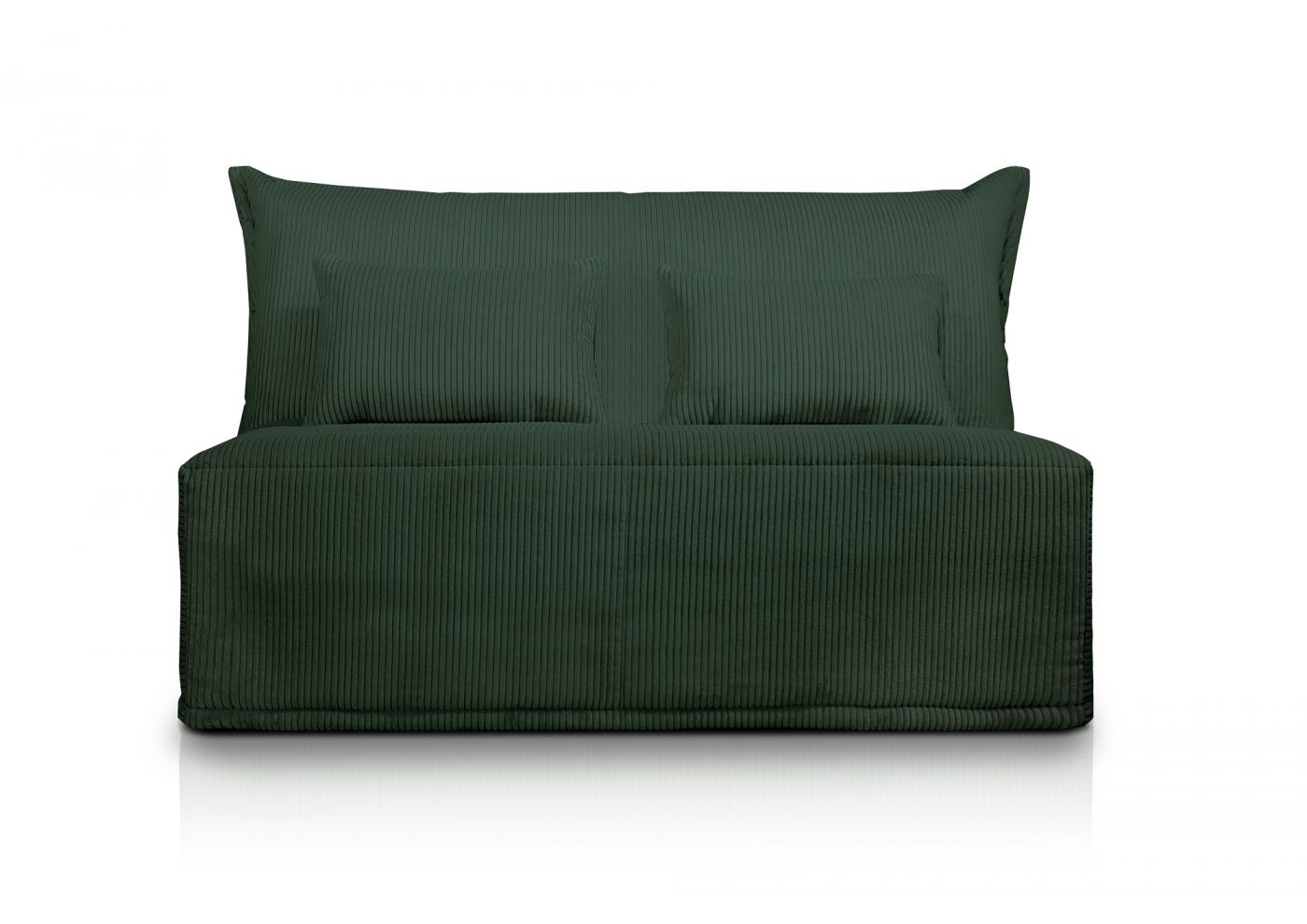 LUNA Banquette BZ velours côtelé vert matelas DUNLOPILLO 140 cm