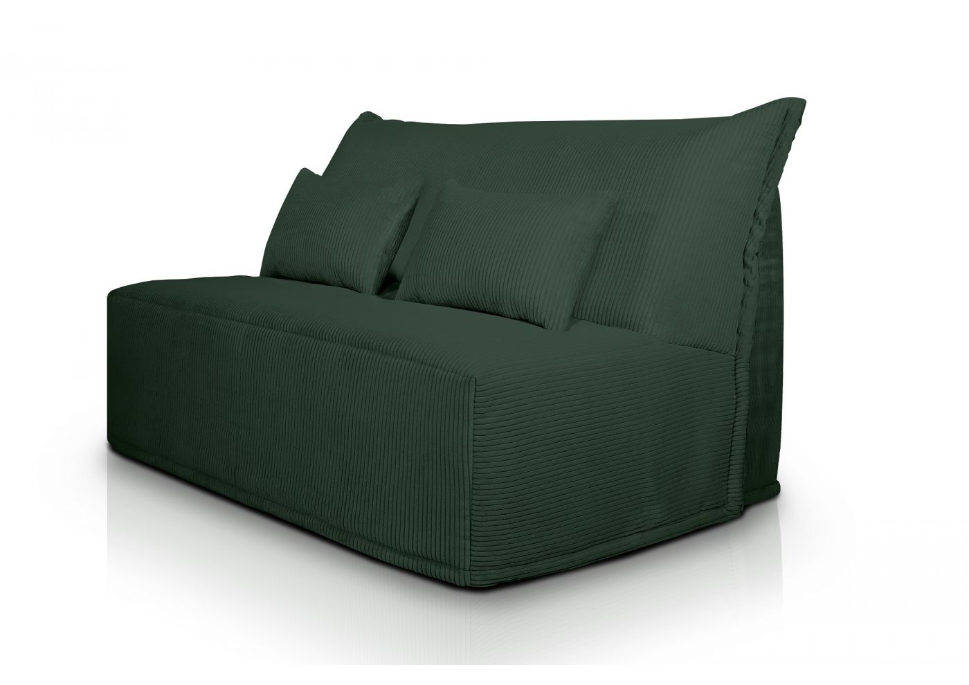 LUNA Banquette BZ velours côtelé vert matelas DUNLOPILLO 140 cm