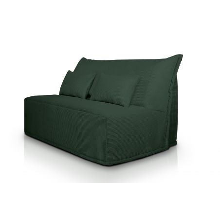 LUNA Banquette BZ velours côtelé vert matelas DUNLOPILLO 140 cm