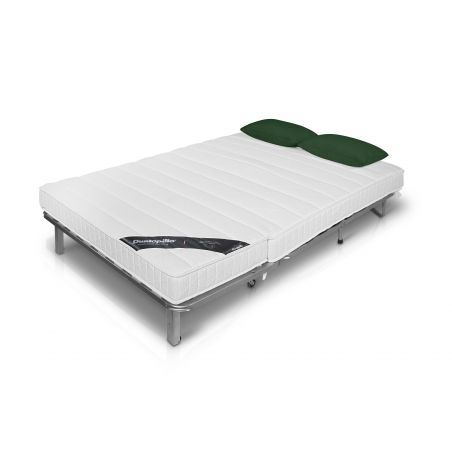 LUNA Banquette BZ velours côtelé vert matelas DUNLOPILLO 140 cm