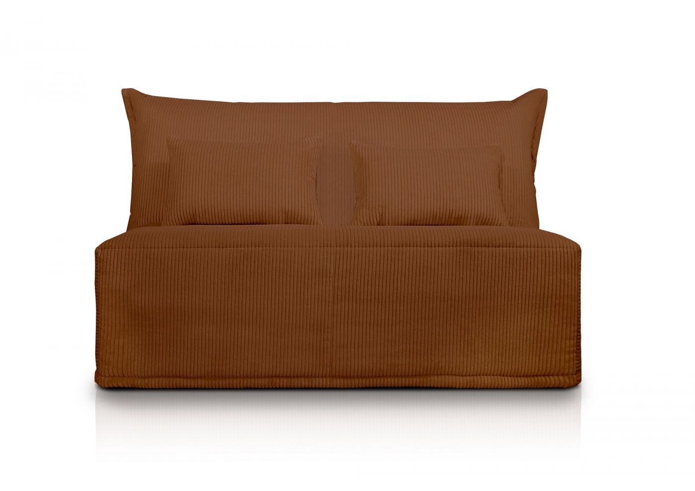 LUNA Banquette BZ velours côtelé terracotta matelas DUNLOPILLO 140 cm