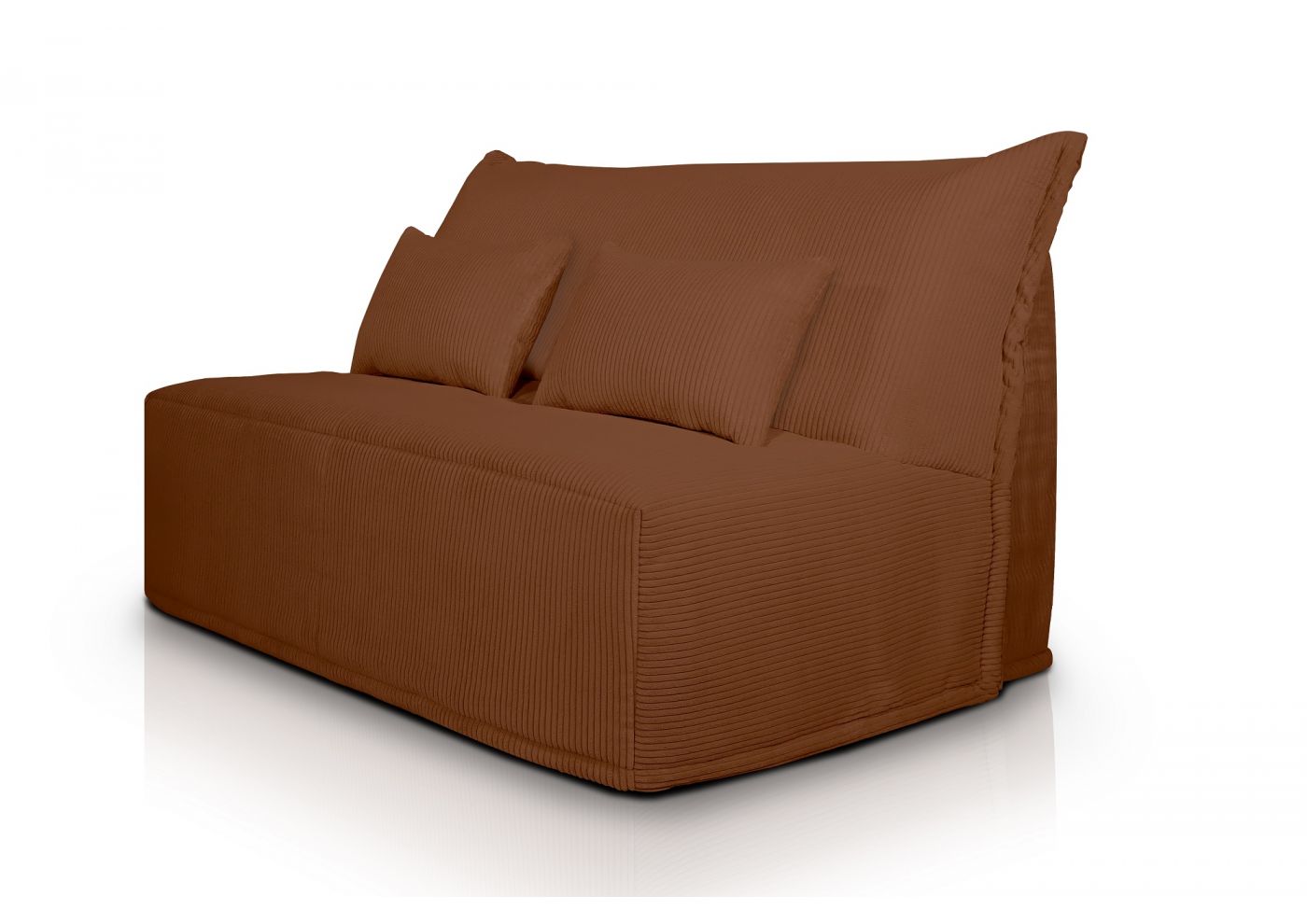 LUNA Banquette BZ velours côtelé terracotta matelas DUNLOPILLO 140 cm