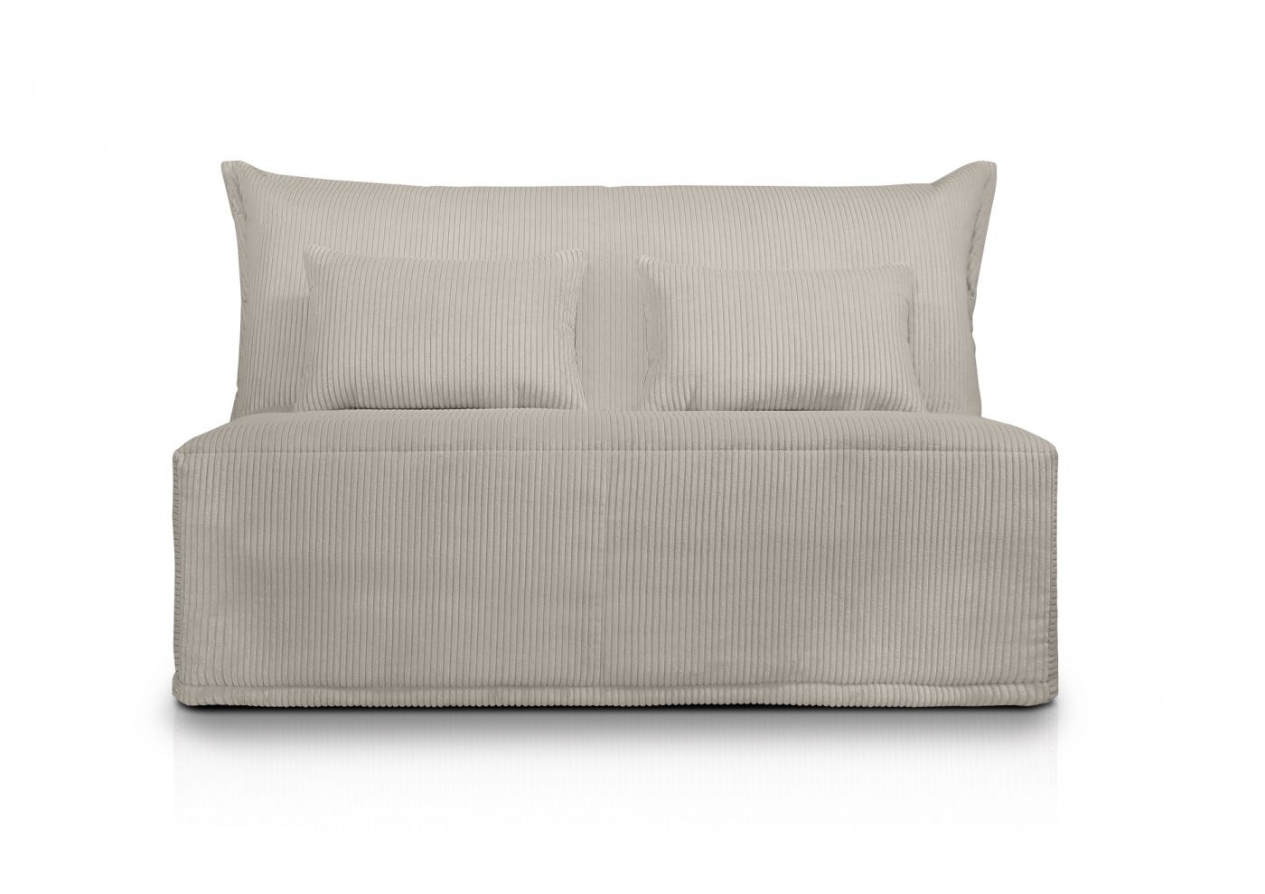 LUNA Banquette BZ velours côtelé grège matelas DUNLOPILLO 140 cm