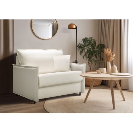 HESTIA Fauteuil convertible 1 place blanc cassé matelas Dunlopillo 90 cm