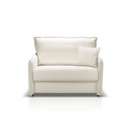 HESTIA Fauteuil convertible 1 place blanc cassé matelas Dunlopillo 90 cm