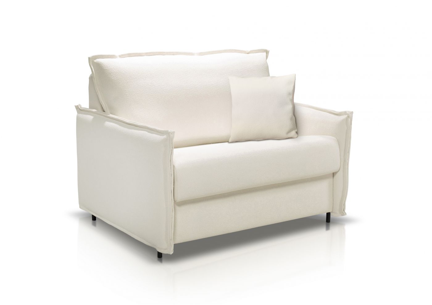 HESTIA Fauteuil convertible 1 place blanc cassé matelas Dunlopillo 90 cm