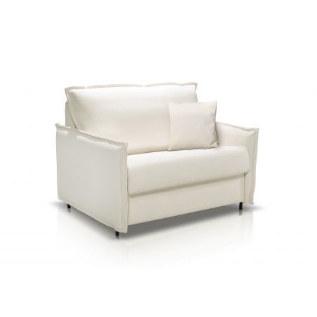 HESTIA Fauteuil convertible 1 place blanc cassé matelas Dunlopillo 90 cm