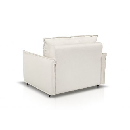 HESTIA Fauteuil convertible 1 place blanc cassé matelas Dunlopillo 90 cm