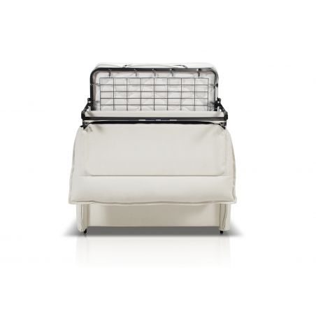 HESTIA Fauteuil convertible 1 place blanc cassé matelas Dunlopillo 90 cm