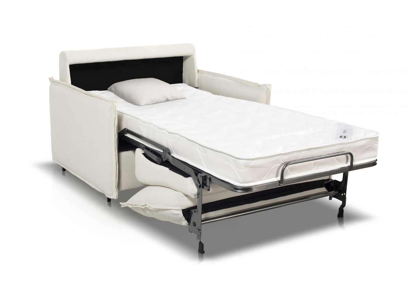 HESTIA Fauteuil convertible 1 place blanc cassé matelas Dunlopillo 90 cm