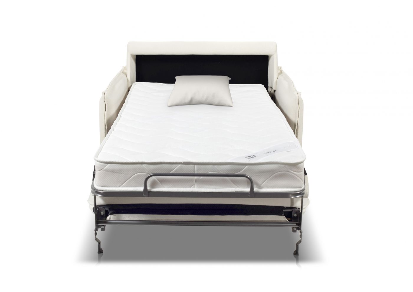 HESTIA Fauteuil convertible 1 place blanc cassé matelas Dunlopillo 90 cm